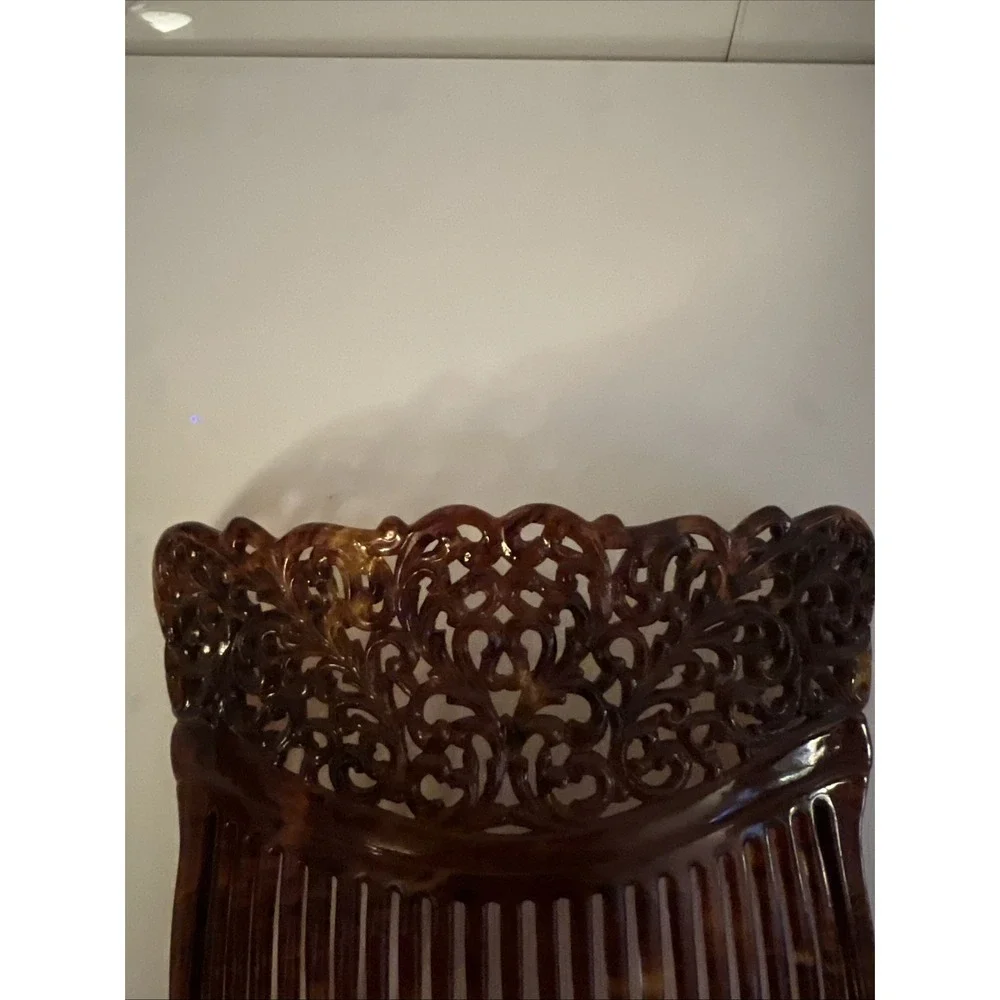 Gorgeous Antique Vintage Ornate Large Faux Tortoise Hair Comb 5.5